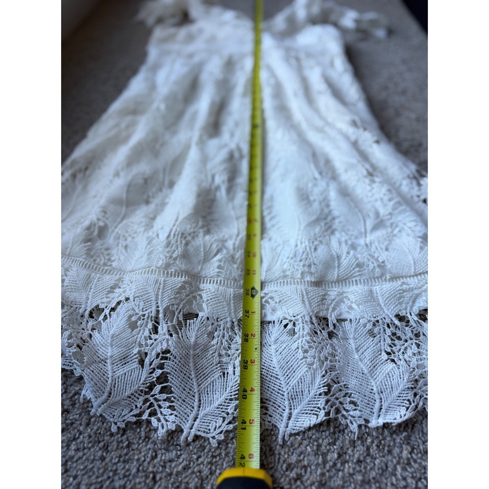 Motherhood Maternity boho‎ Lace Midi Dress Flutter Sleeve ivory off White M - Picture 7 of 12